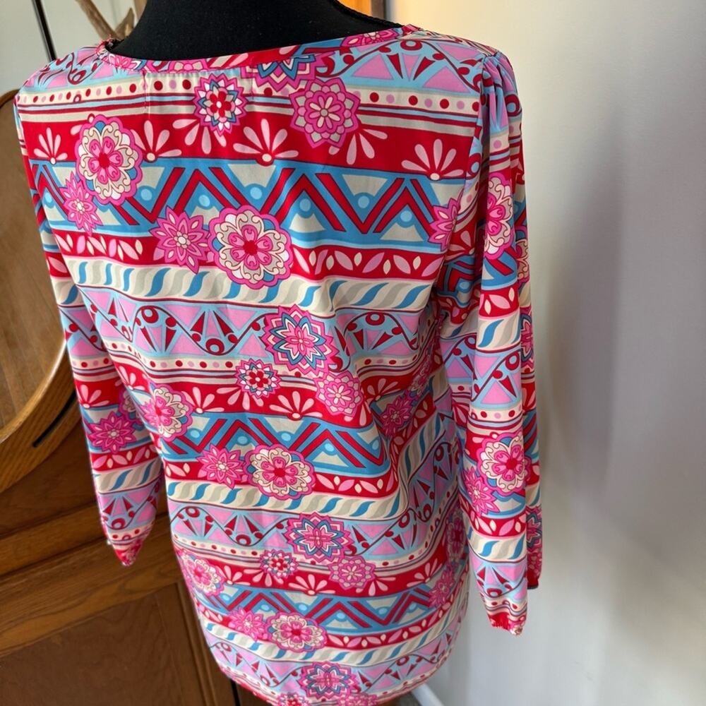 Boutique Colorful Scoop NeckMOD Style Women's Top with Geometric Patterns ~S/M - Picture 7 of 14